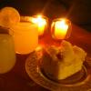Lemon cake, lemonade, lemon slices and lemon candles make a lemony evening